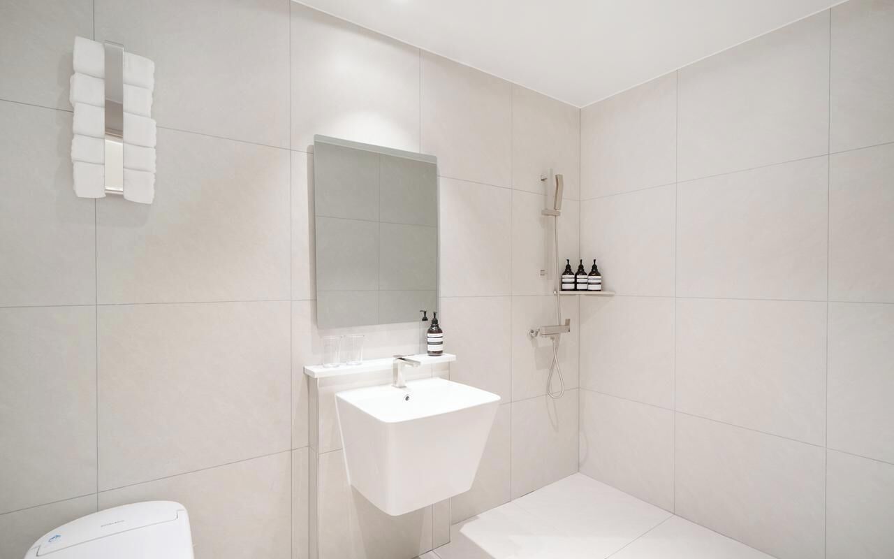 Deluxe Double Room, 1 King Bed, Microwave, City View | Bathroom | Shower, free toiletries, hair dryer, towels