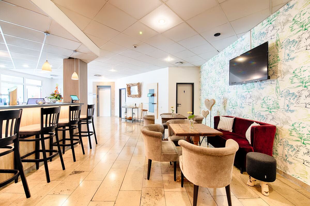 Relax in the lounge with comfy seating and entertainment.