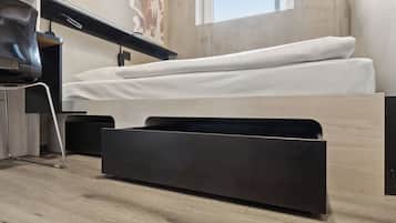 Hypo-allergenic bedding, desk, laptop workspace, iron/ironing board