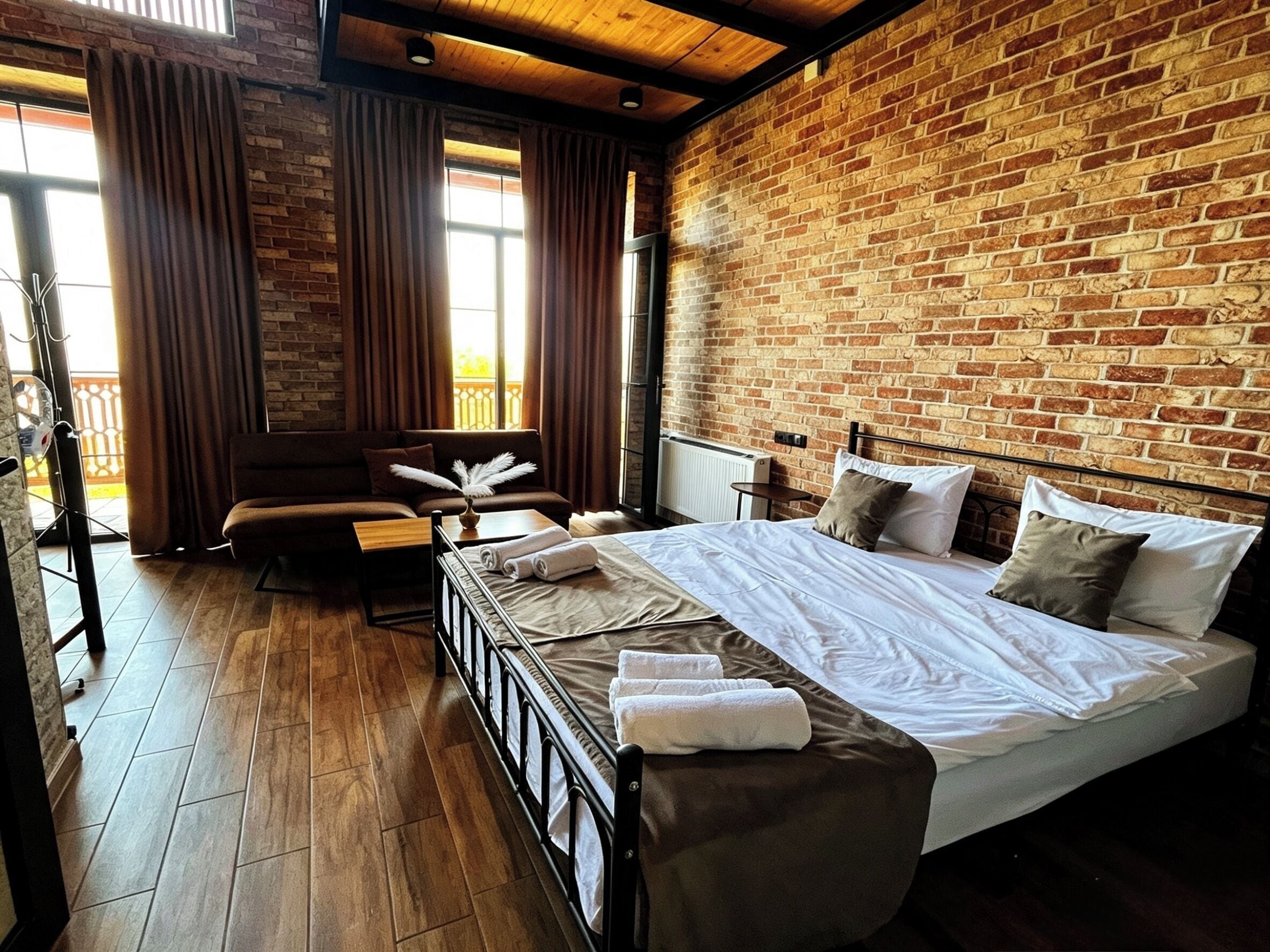 Studio Deluxe, balcon, vue sur la ville | Literie hypoallergénique, lit avec matelas en mousse à mémoire