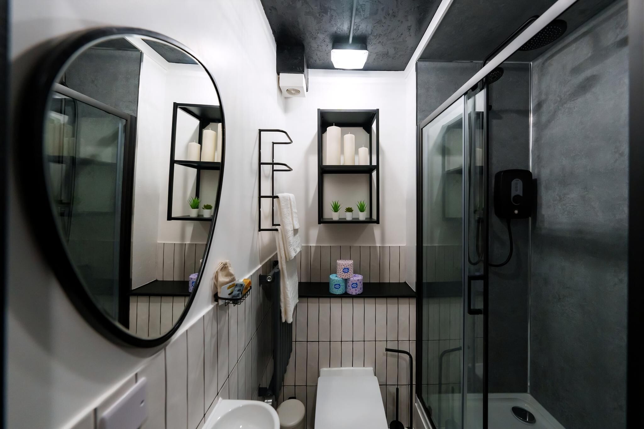 Apartment (One-Bedroom Apartment) | Bathroom | Shower, hair dryer, towels, soap