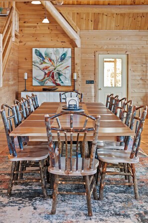 Dining - Pleasant View Luxury Off-Grid Estate with Hot Tub, Gym & Direct ATV Access (Island Falls)