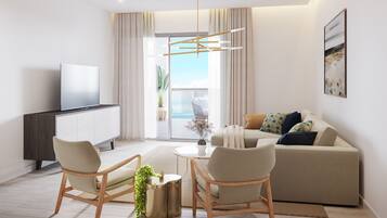Apartment, 1 Bedroom, Pool View | Living area