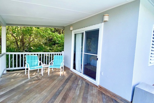 There is seating for 2 outside the right bedroom cabana... a quiet spot to enjoy morning coffee