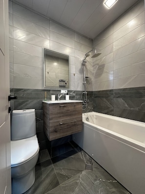 Shower, hair dryer - Bright 2bedroom Apartment near Marjanishvili Metro (Tbilisi)