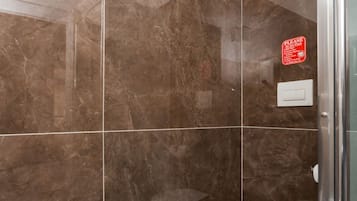 Shower, bidet, towels, shampoo