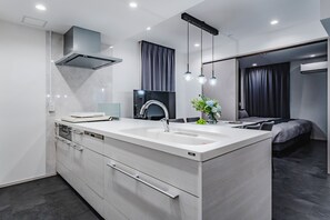Luxury Apartment | Bathroom | Separate bathtub and shower, free toiletries, hair dryer, slippers - SLL Urban Suites Ebisu (Shibuya-ku)