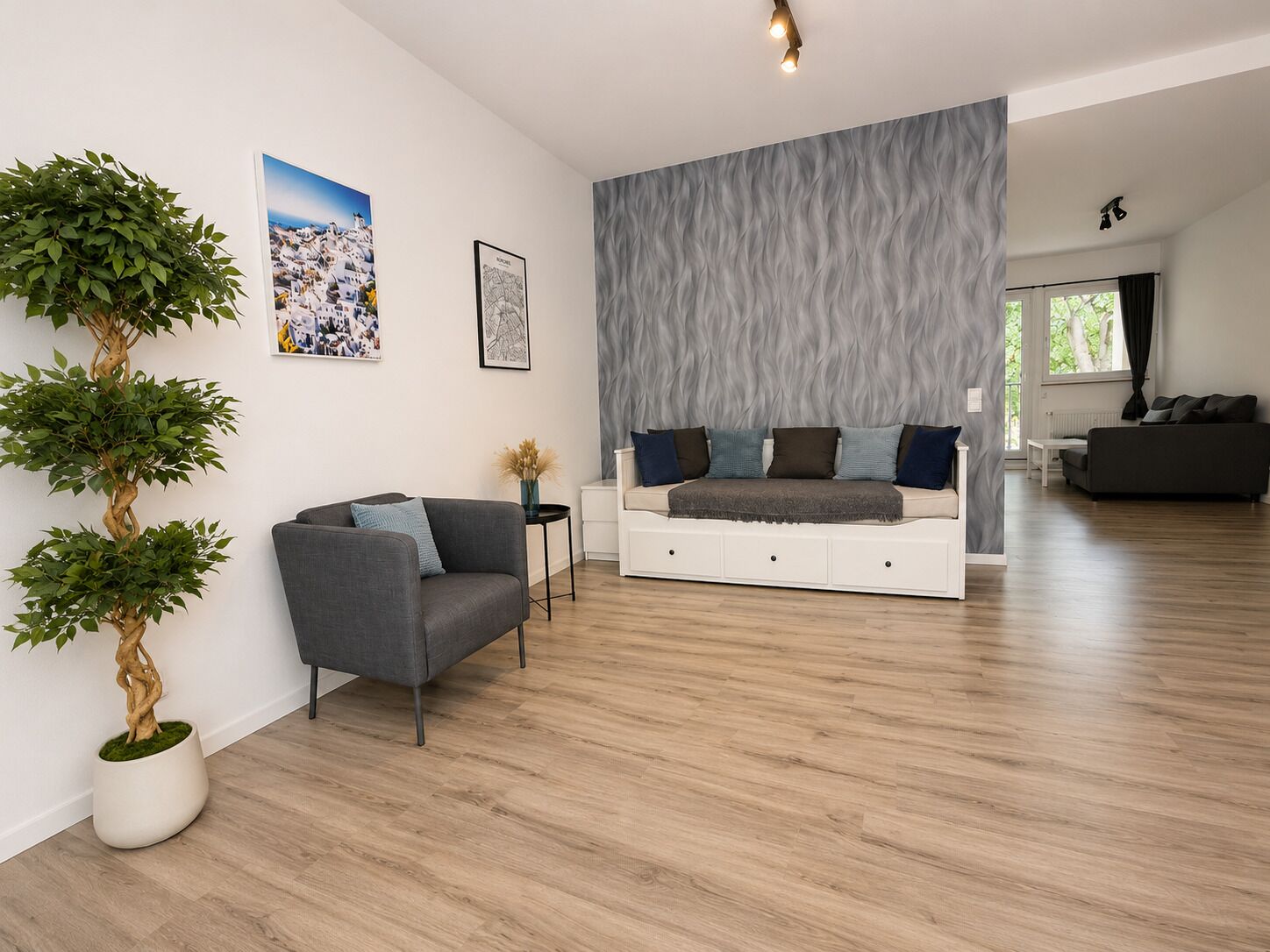 Family Apartment, Balcony, Courtyard View | Living area | 40-inch Smart TV with digital channels, pay movies
