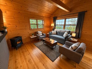Smart TV, fireplace, stereo