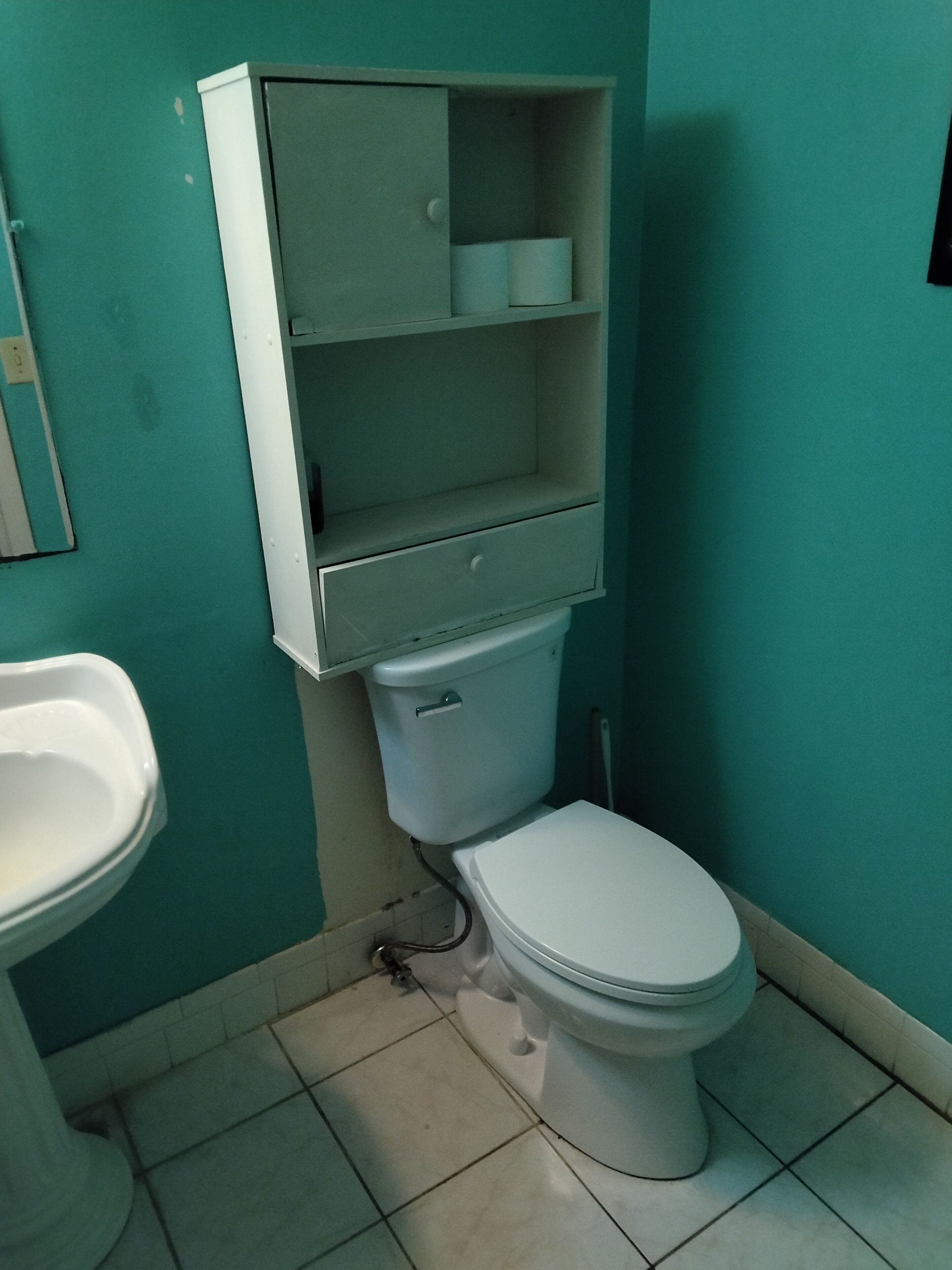 Shower, towels, soap, toilet paper