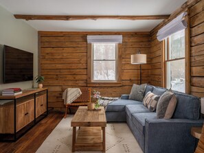 Living area - Little Pines Upstate: Cozy 1-bedroom Cabin in Saratoga Springs, NY (Saratoga Springs)