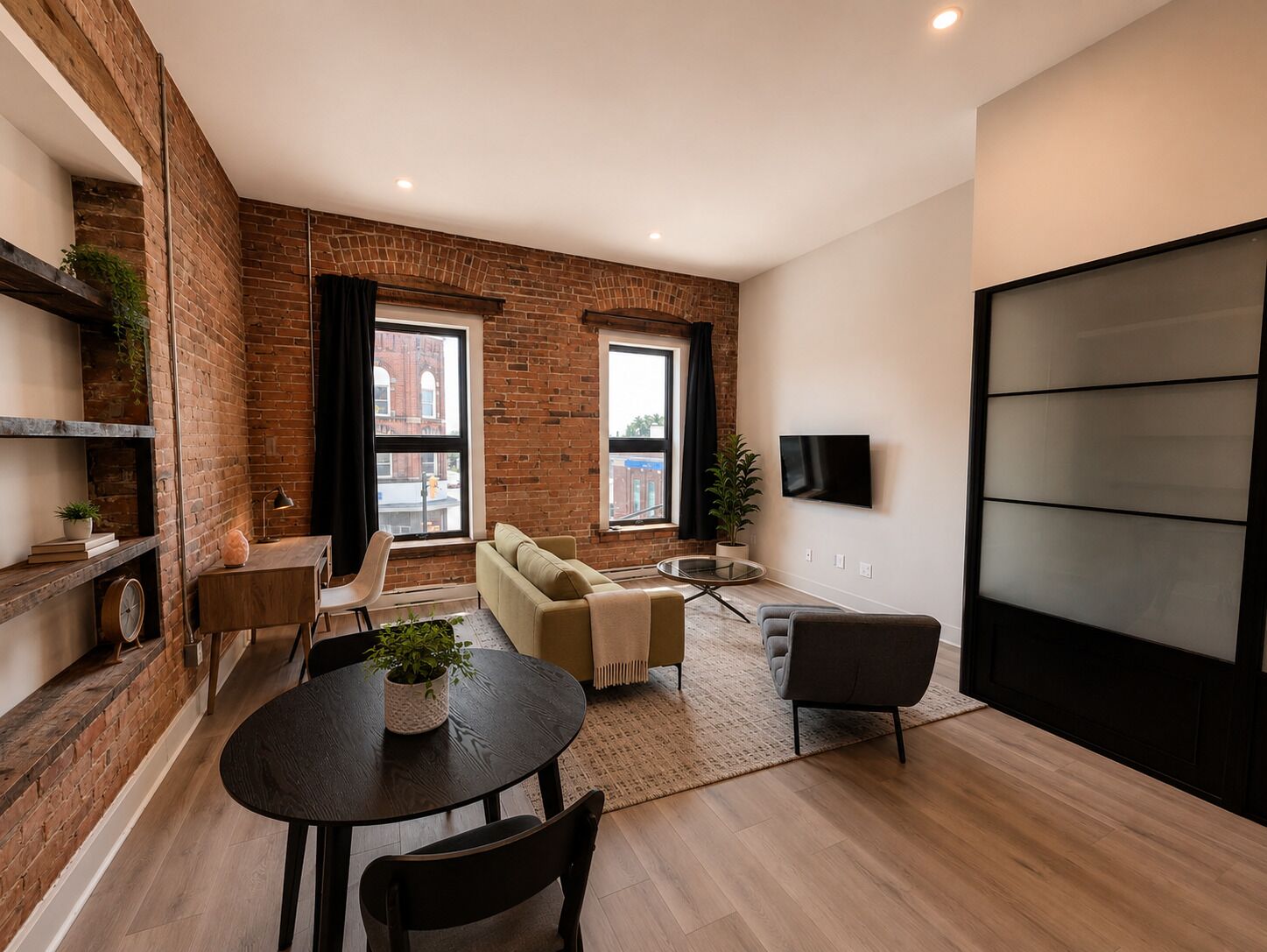 Deluxe Suite, 1 Queen Bed, Kitchen | Living area | 55-inch Smart TV with digital channels