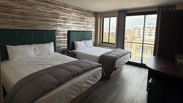 Superior Double Room, 2 Queen Beds, Balcony | Desk, laptop workspace, blackout curtains, iron/ironing board - Skylux Hotel Long Island City (Long Island City)