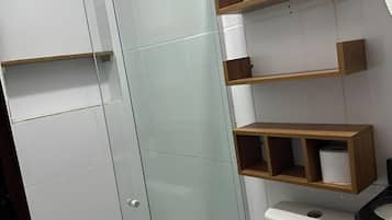 Shower, towels, soap, shampoo