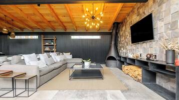 TV, fireplace, offices