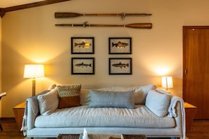 Living area - New Listing!  The Cutest Cottage on the Shores of Lake Arrowhead | Pet Friendly with Water Views (Waleska)