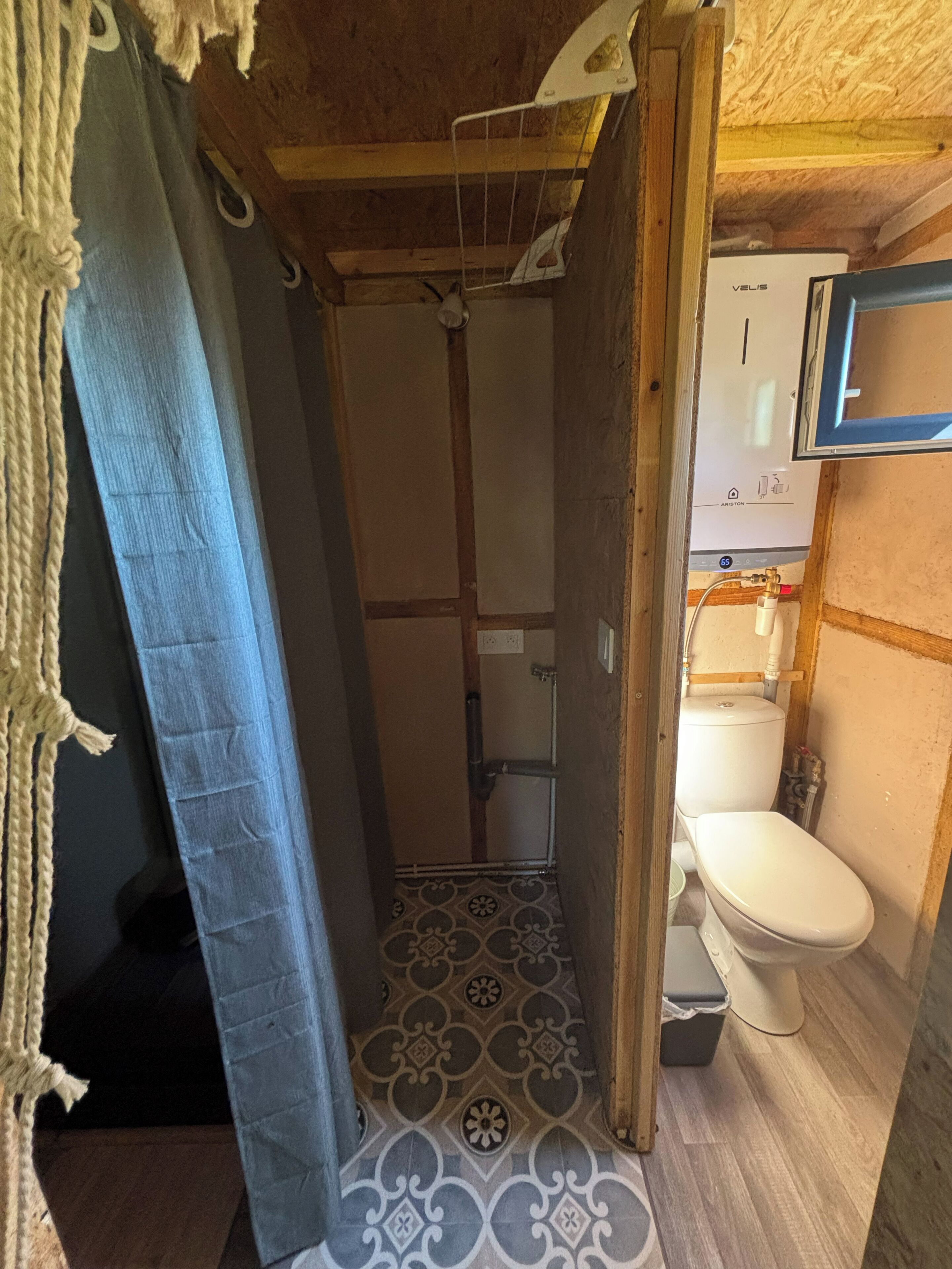 Shower, eco-friendly toiletries, towels, soap