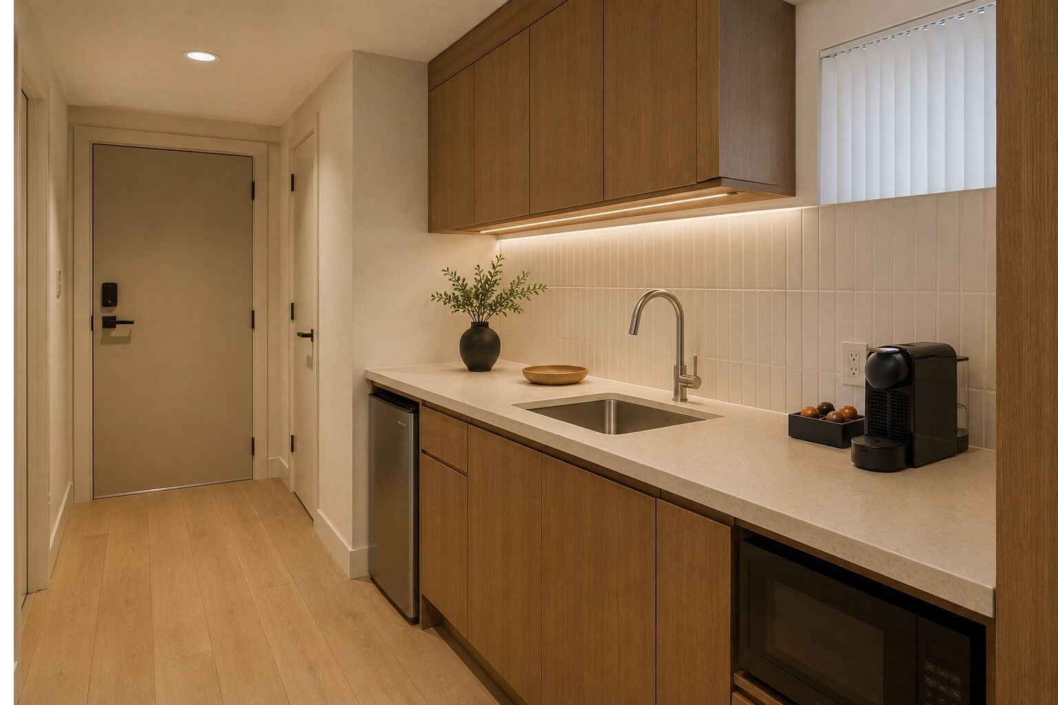 Apartemen Comfort | Dapur pribadi | Lemari es, microwave, oven, dan kompor