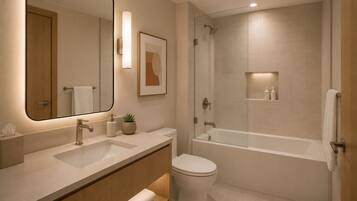Junior Apartment | Bathroom | Free toiletries, hair dryer, towels, soap