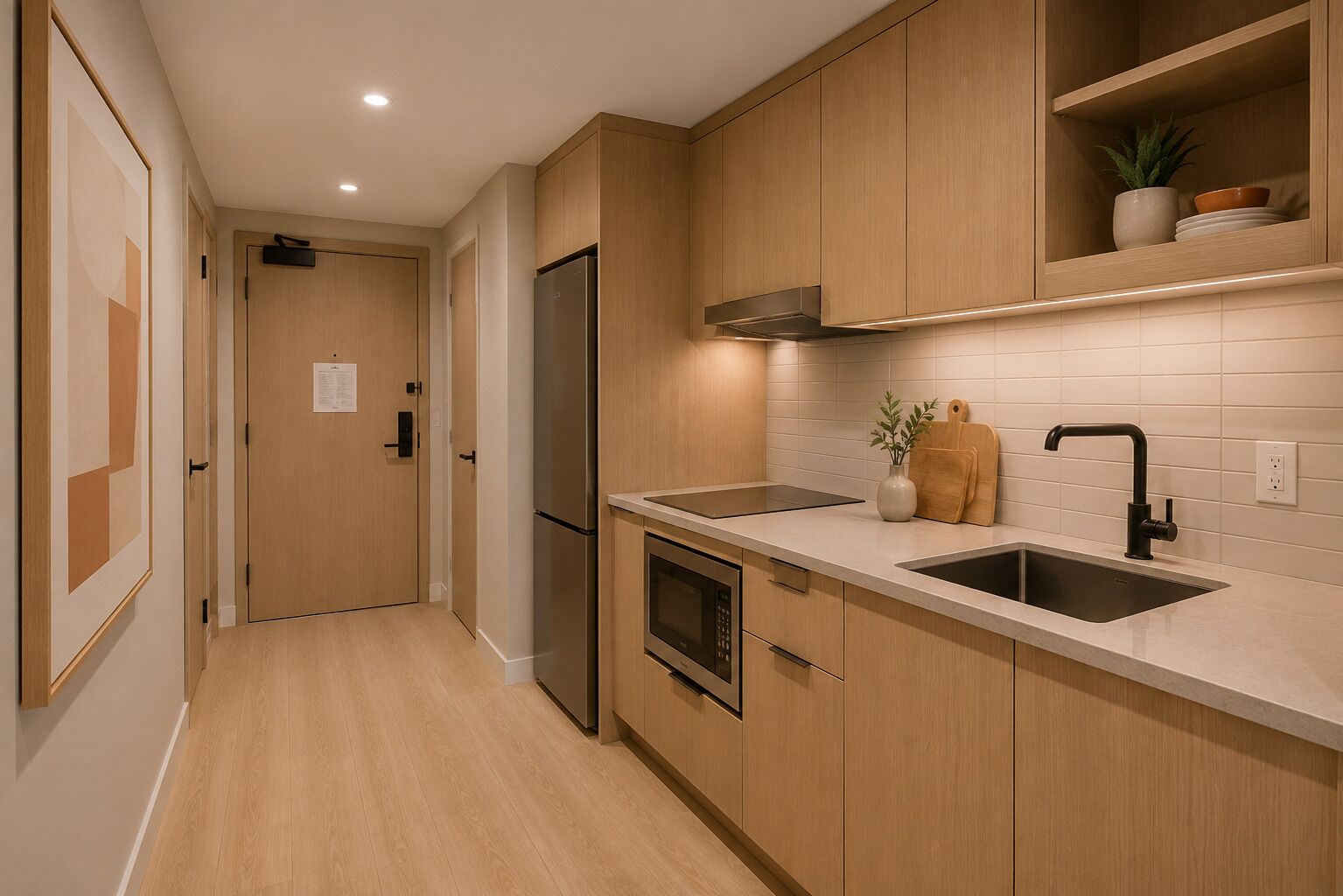 Junior Apartment | Private kitchen | Fridge, microwave, oven, stovetop