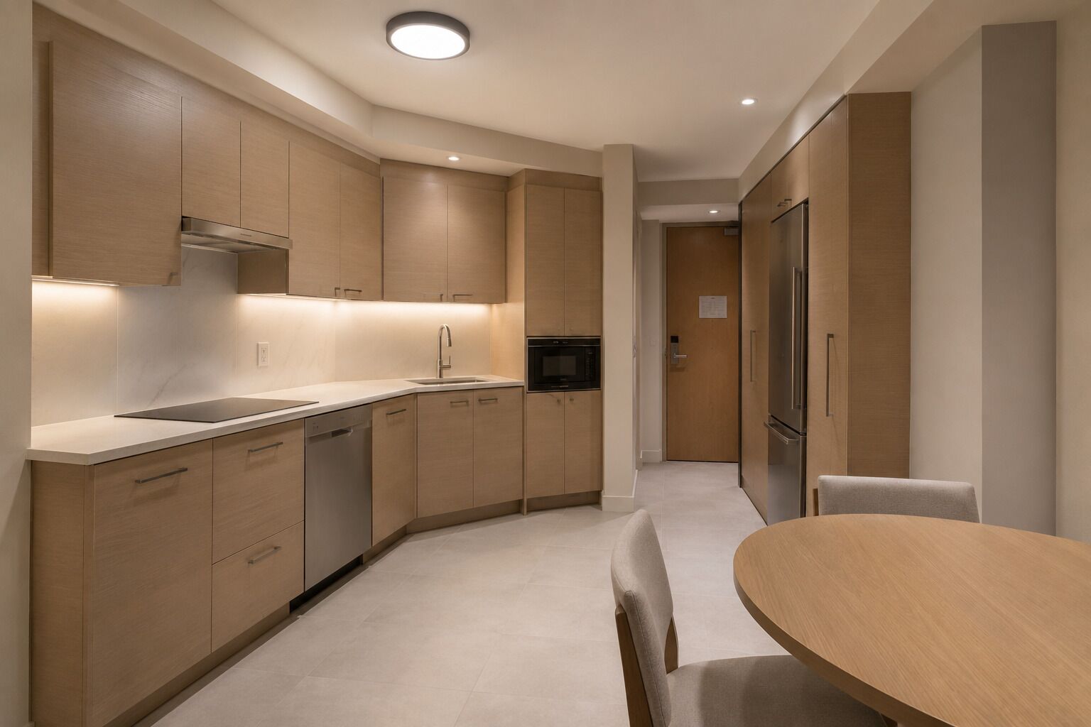 Departamento junior | Cocina privada | Refrigerador, microondas, horno y parrilla de estufa 