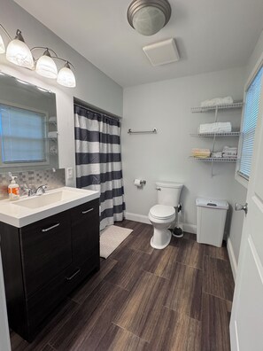 Shower, towels, soap
