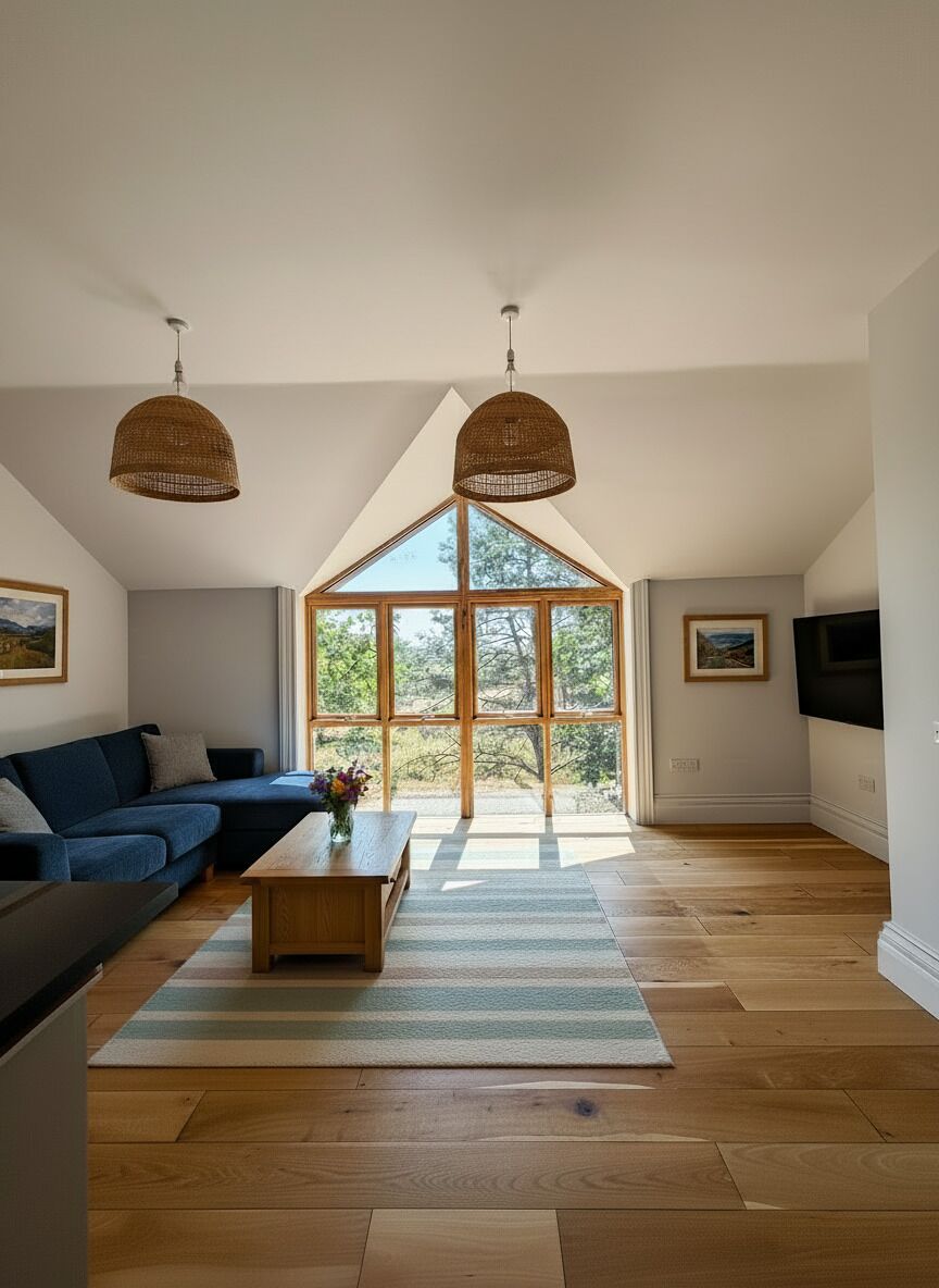 Modern Open-Plan Lounge with Large Feature Window