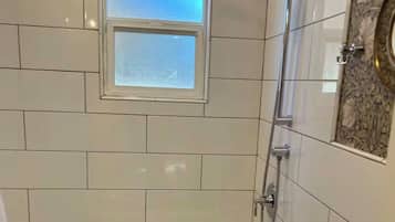 Hair dryer, bidet, towels, soap