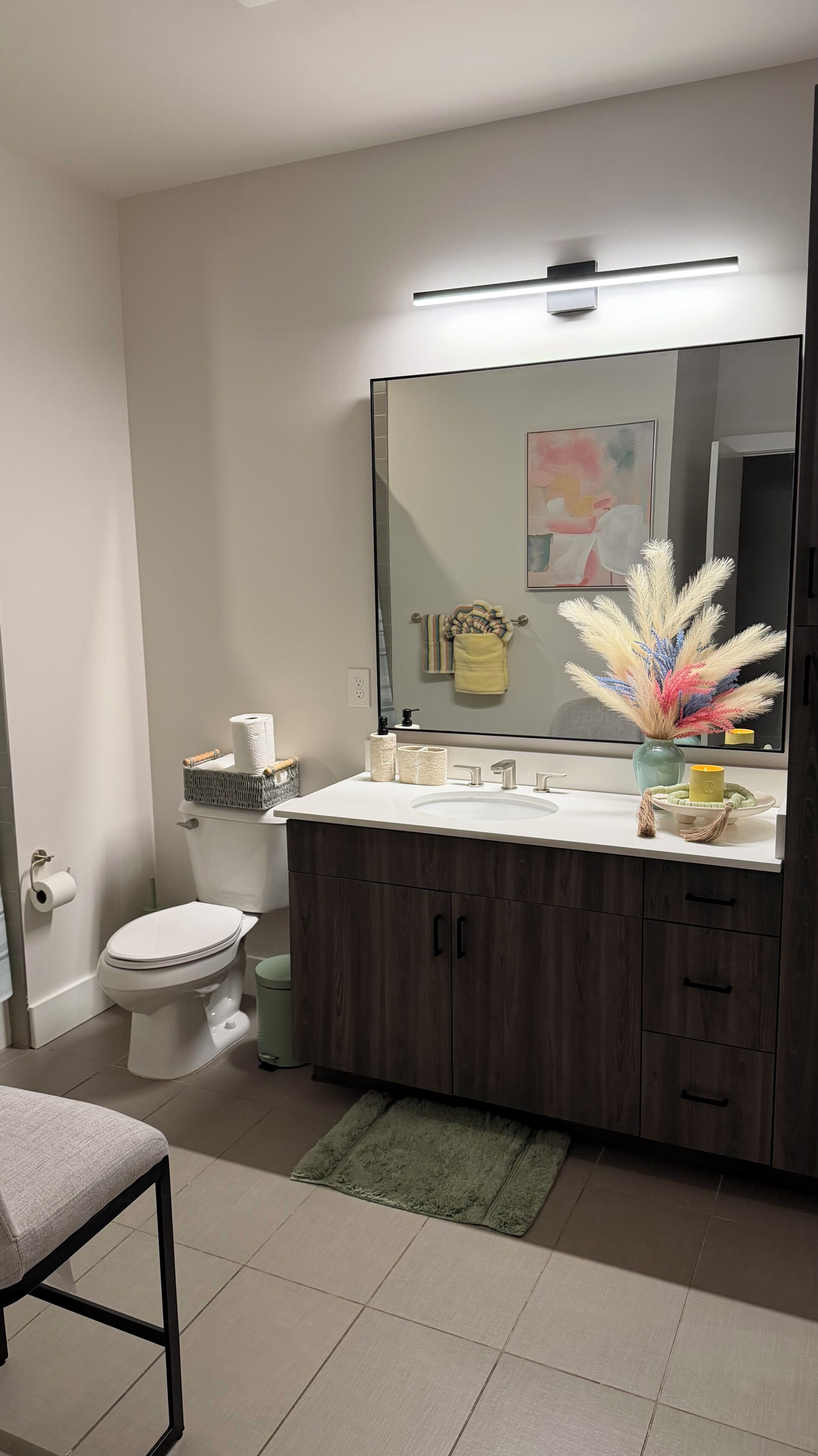 Shower, hair dryer, towels, toilet paper