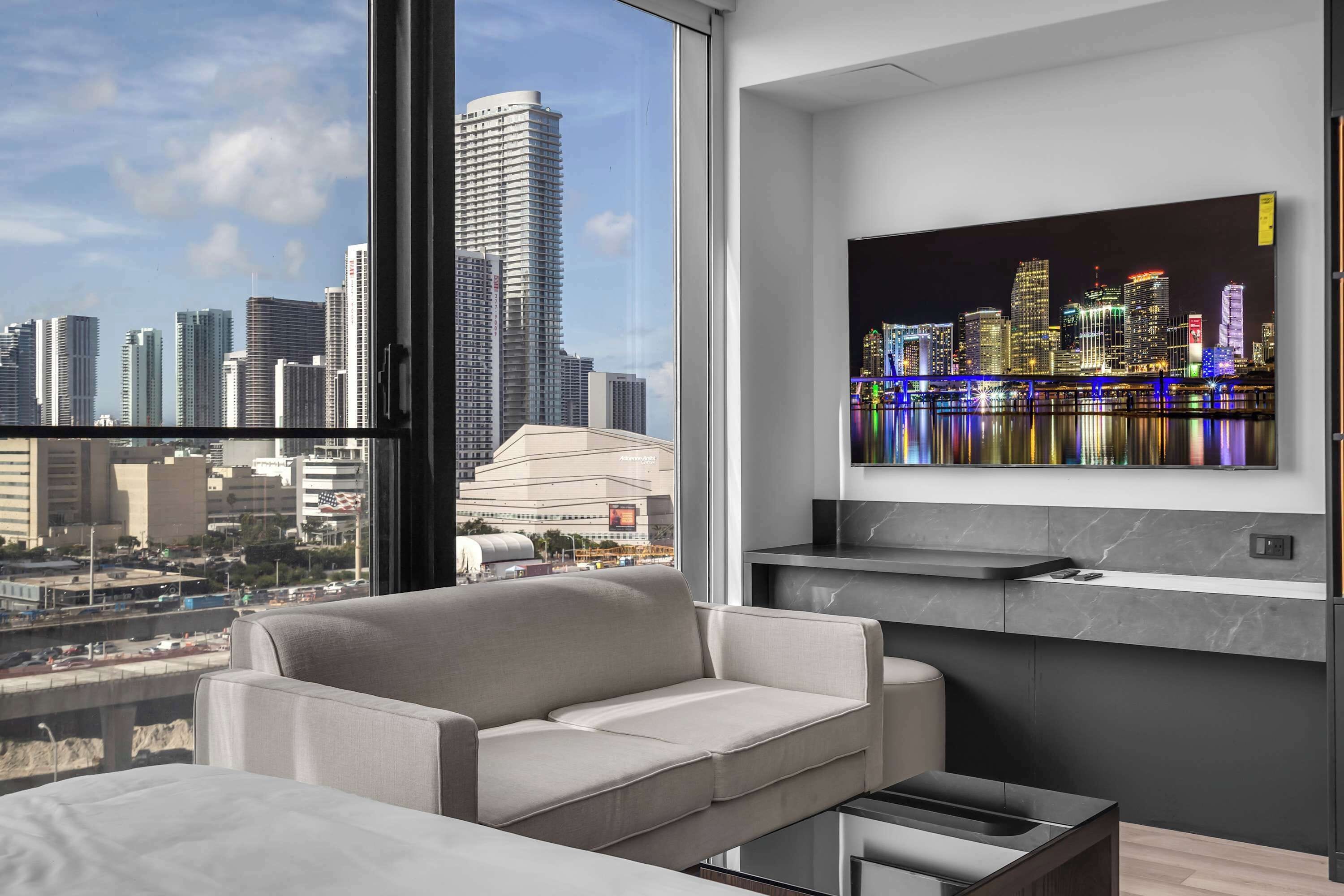 Studio, 1 King Bed, Kitchen, City View (Magic City & Rooftop) | Living area
