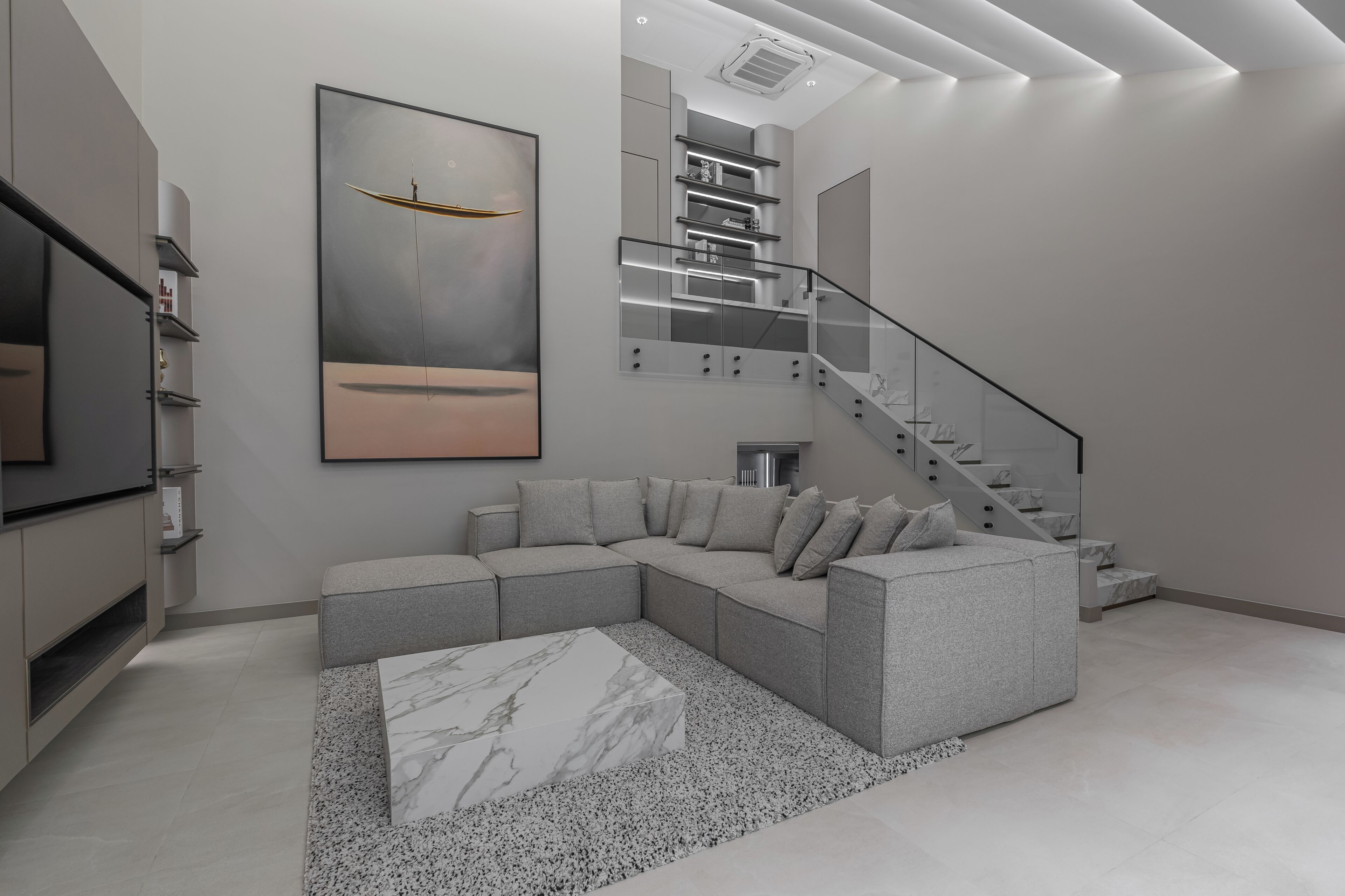 Luxury Villa | Living area | LED TV, books