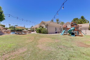 A residential area with a playground, outdoor seating, and a swimming pool. - 3 Mi to Dtwn Gilbert! Apt w/ Shared Poolside Oasis (Gilbert)