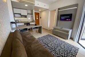 Appartement Deluxe, balcon, vue plage | Coin séjour