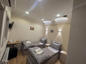 Habitación estándar con 2 camas individuales, vista a la ciudad | Escritorio, espacio para trabajar con laptop y insonorización 