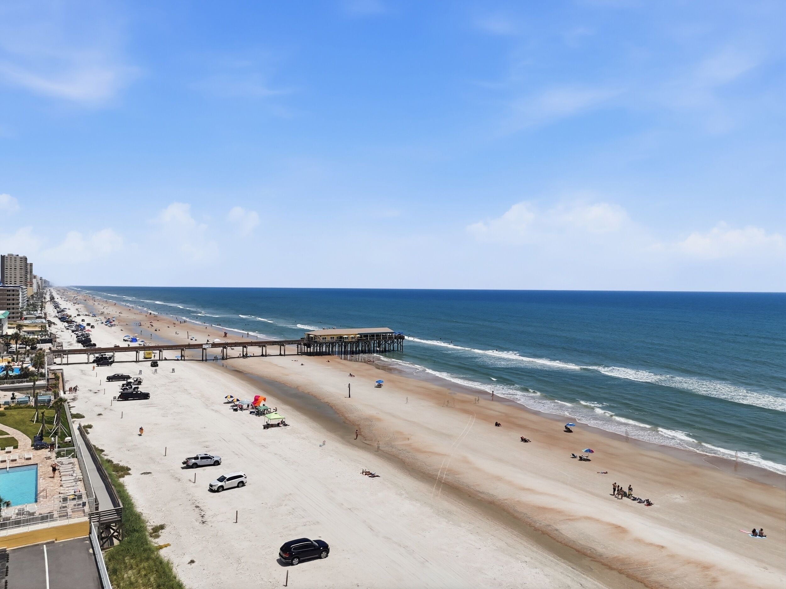 On the beach, sun-loungers, beach towels