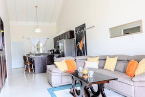 House, 3 Bedrooms, Balcony | Living room - Beyond Escape-solar-powered-3bdrm-near Ocho Rios (Boscobel)