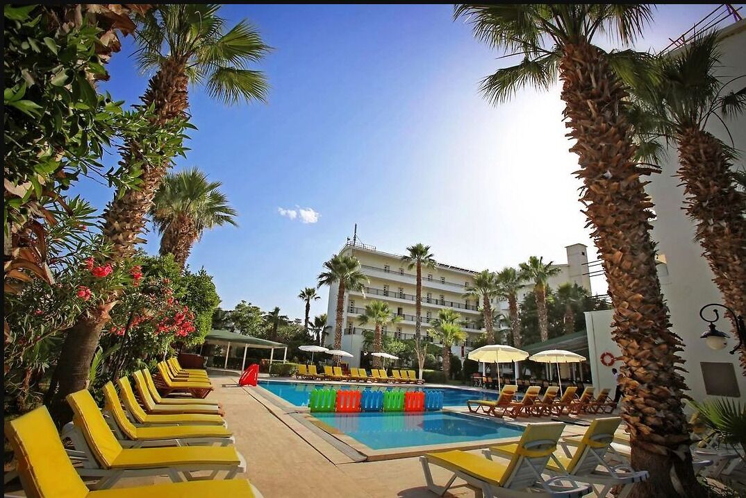 Outdoor pool, pool umbrellas, pool loungers