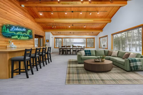 Spacious Lakeside Home with Firepit, Wraparound Deck, Kayaks & Gym
