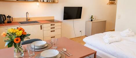 1 bedroom, iron/ironing board, internet, bed sheets