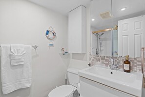 Shower, towels, soap, toilet paper - Fully Furnished, Utilities Included, Newly Renovated, Walk to GWU (Washington)