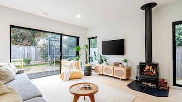 TV, fireplace