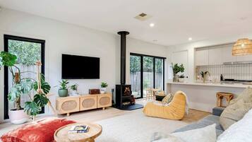TV, fireplace