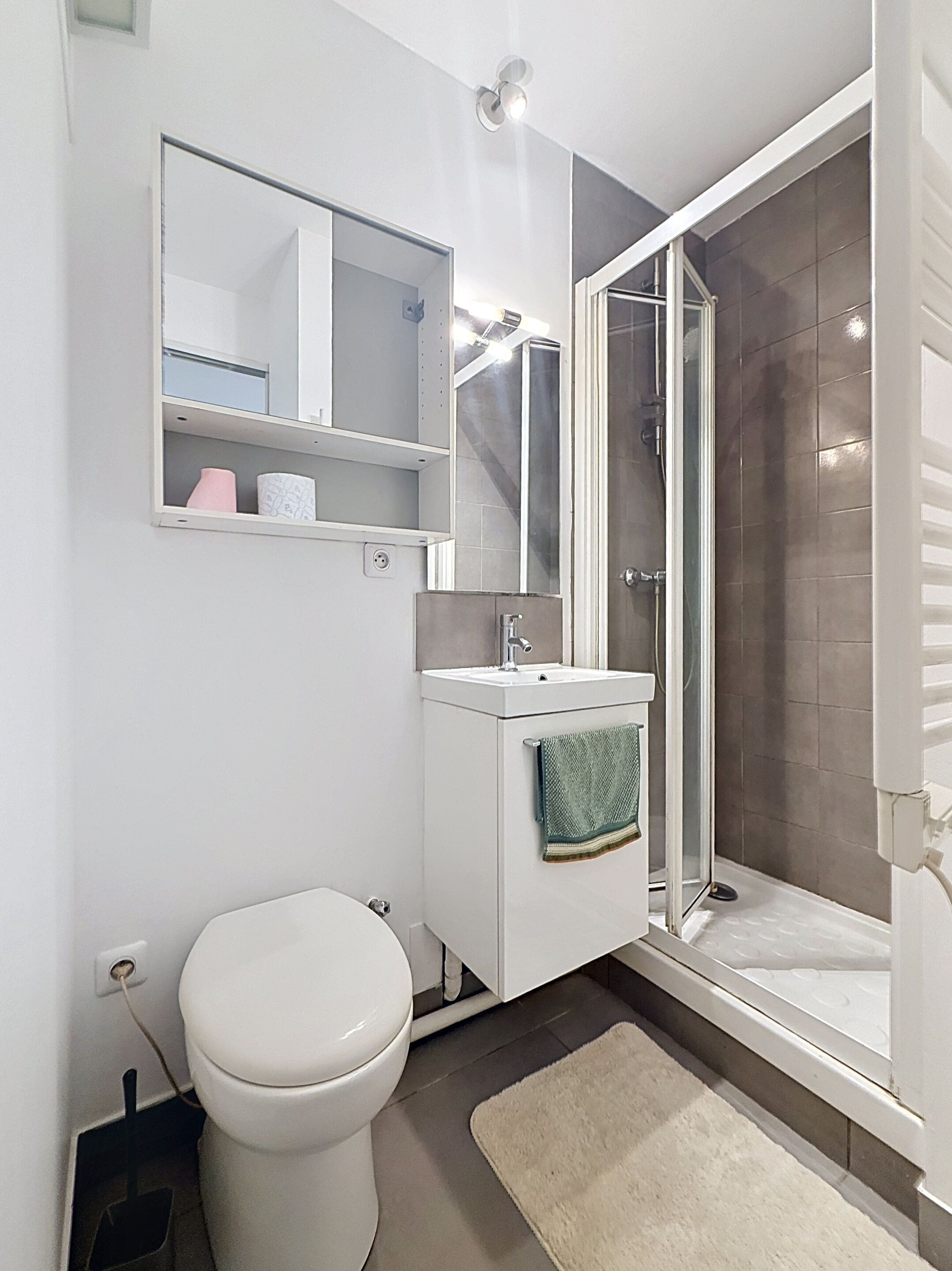 Shower, soap, toilet paper
