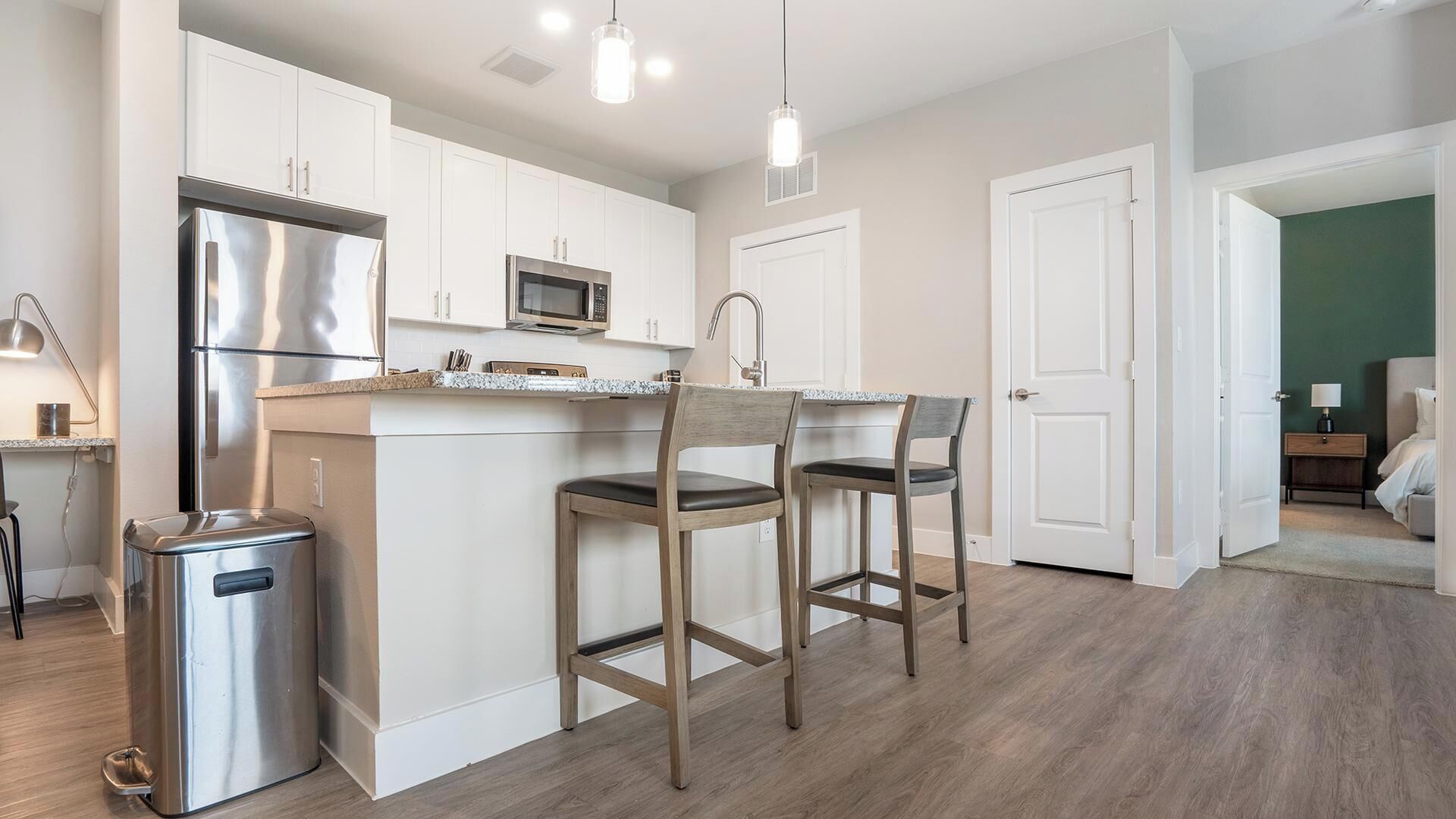Fridge, dining tables