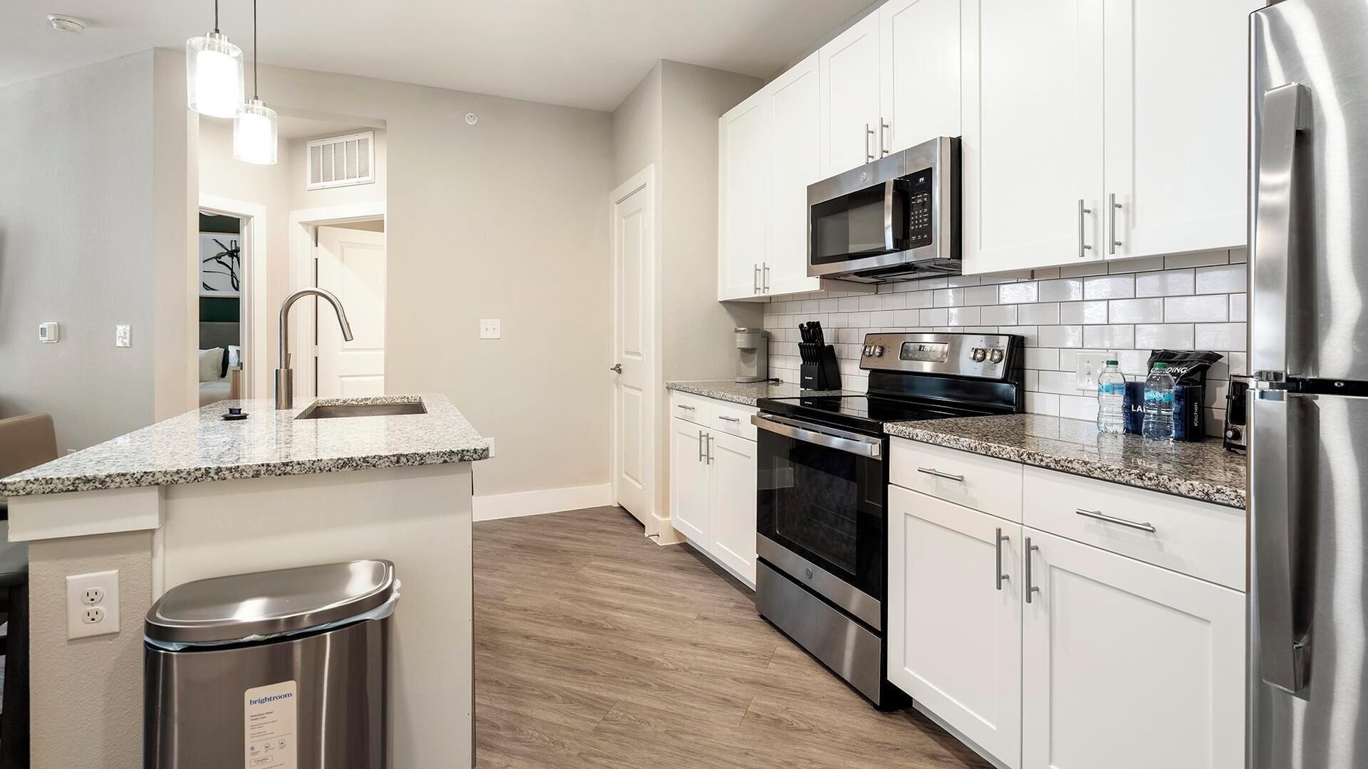 Fridge, dining tables