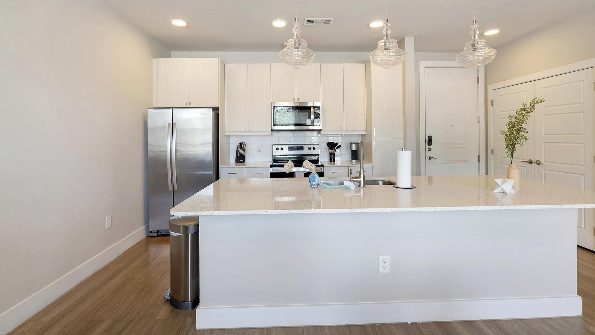 Fridge, dining table