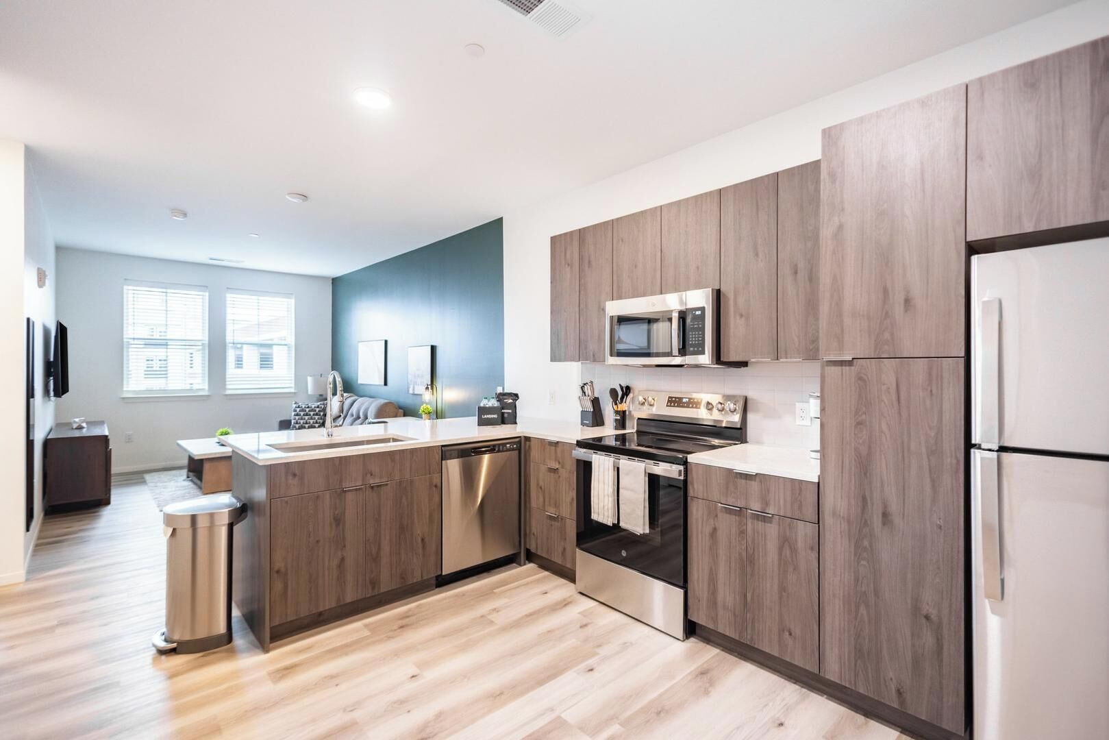 Fridge, dining tables