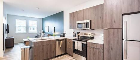 Fridge, dining tables