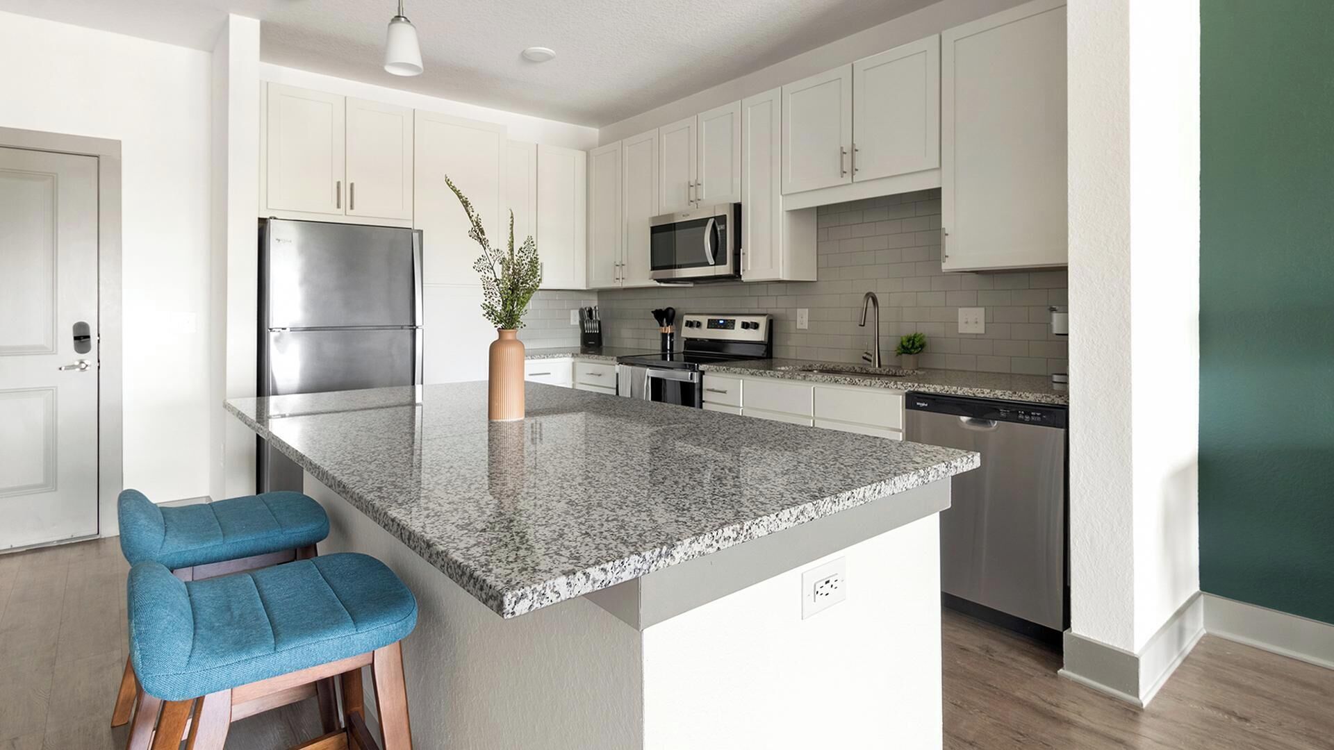 Fridge, dining tables