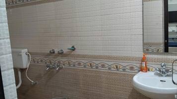 Shower, free toiletries, towels